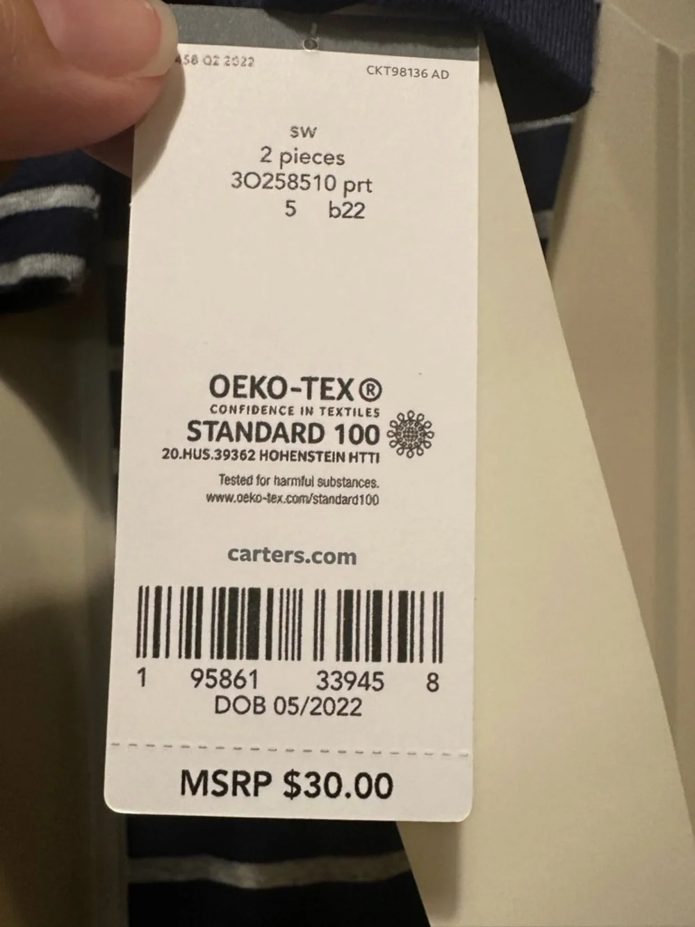 Carters navy gray